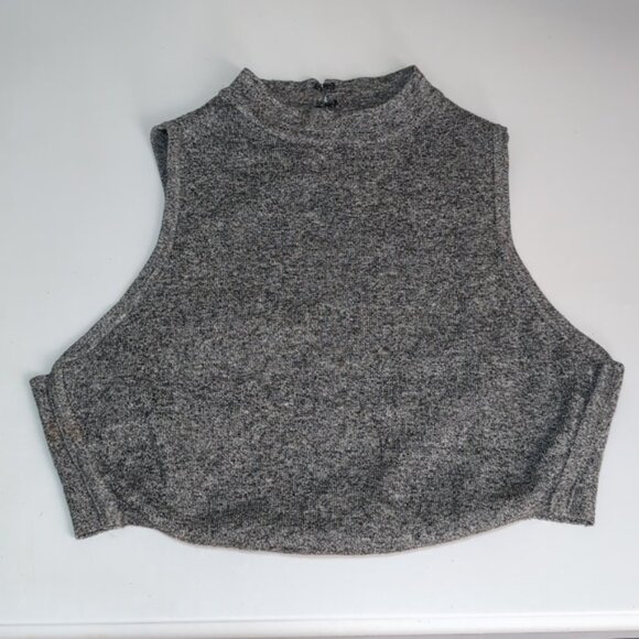 3/$20 Revamped By Sirens Ribbed Knit Crop Top Sleeveless High Mock Neck Melange - Picture 10 of 11